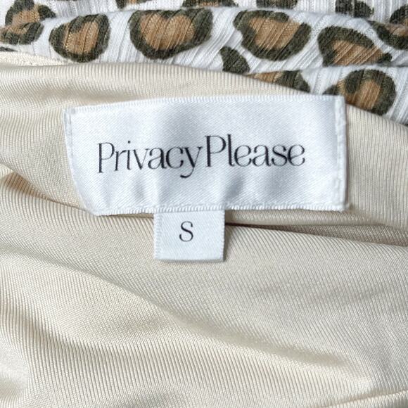 Privacy Please Small S Cream Brown Leopard Heart Print Tie Sleeve Dress Mini - Picture 9 of 11